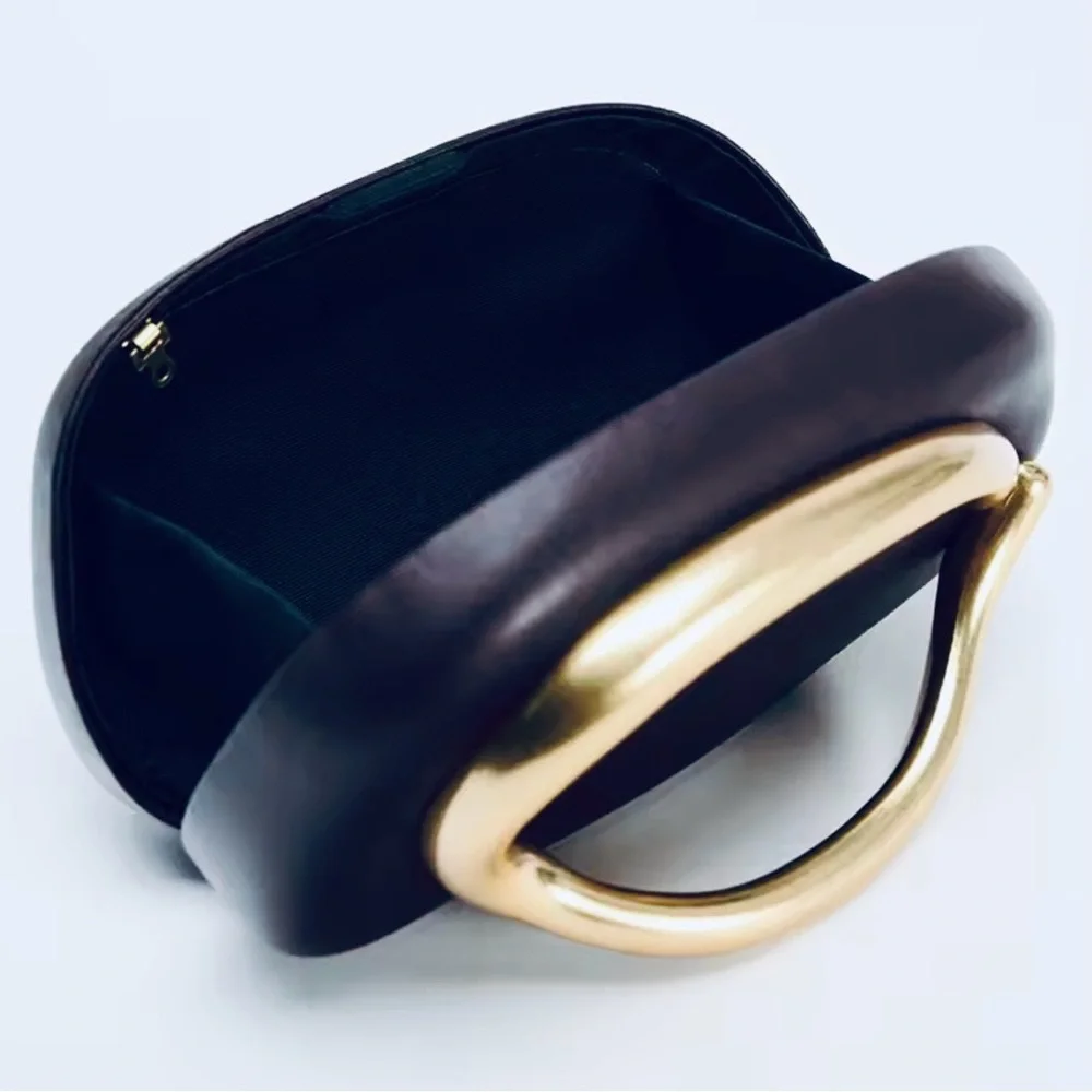 UNIQUE STYLE BLACK WITH GOLD CLUTCH OR CROSSBODY HANDBAG-VEGAN LEATHER‎-NWT